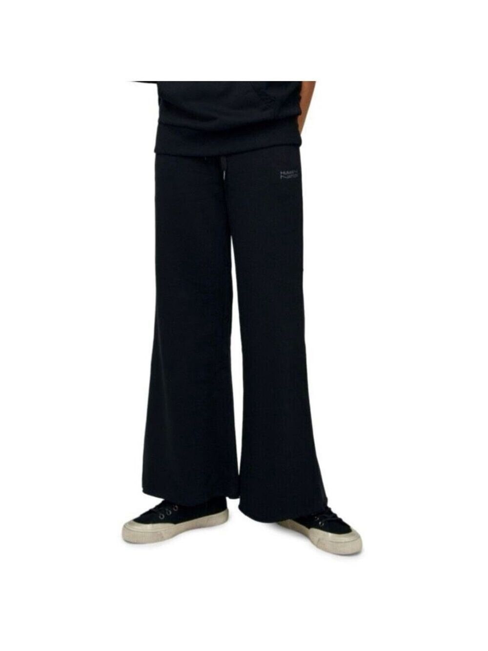 Human Nation Reach Wide Leg Lounge Pants Black velour Unisex Drawstring Medium